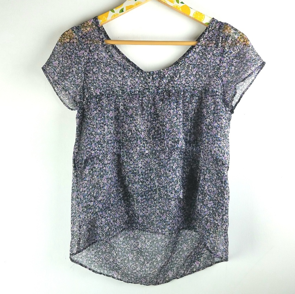 American Eagle Sheer Floral Shirt Sz M